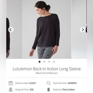 Lululemon Back In Action Long Sleeve